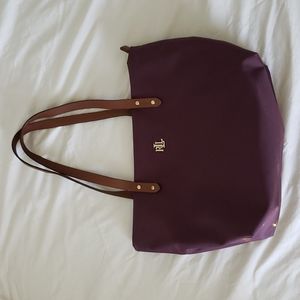Lauren Ralph Lauren burgundy canvas tote